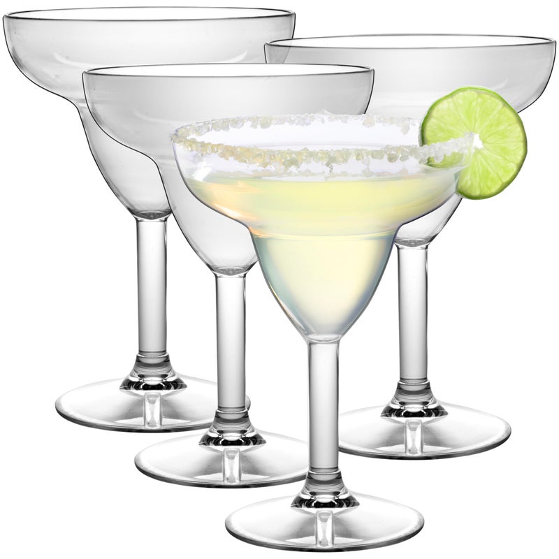 DECO D'Eco Unbreakable Margarita Glasses (Set of 4, 12 oz, 100% Tritan Glassware)- Reusable Shatterproof Drinkware for Tequila & Margs - Great for Hosting Cinco De Mayo Parties - Great Mother's Day Gift - Image 1